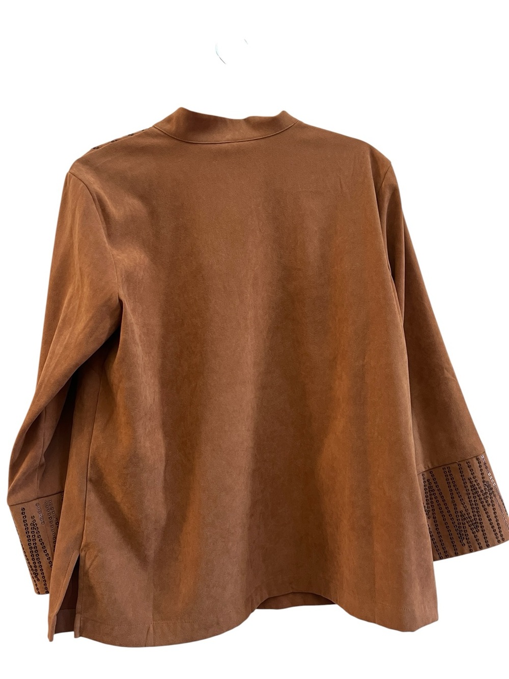 Bob Mackie Wearable Art Faux Suede Sequin Western Blouse Top M Y2K Rodeo - Picture 3 of 5